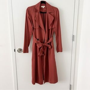 VETTA Capsule Rust Orange Tencel Double Breasted Trench Duster in Size Small